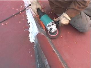 Grinding below keel at stem